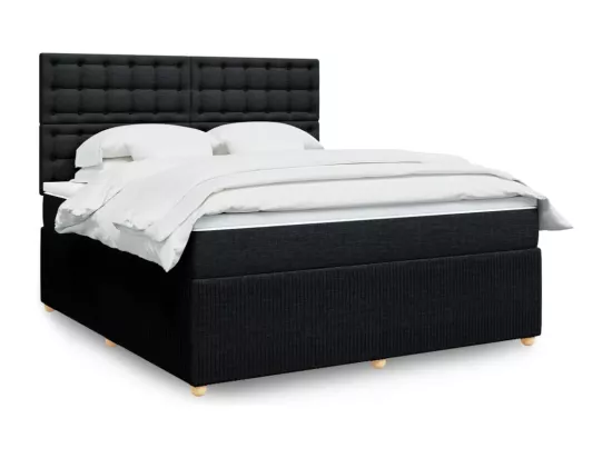 Sommier à lattes de lit avec matelas Noir 180x200 cm Tissu