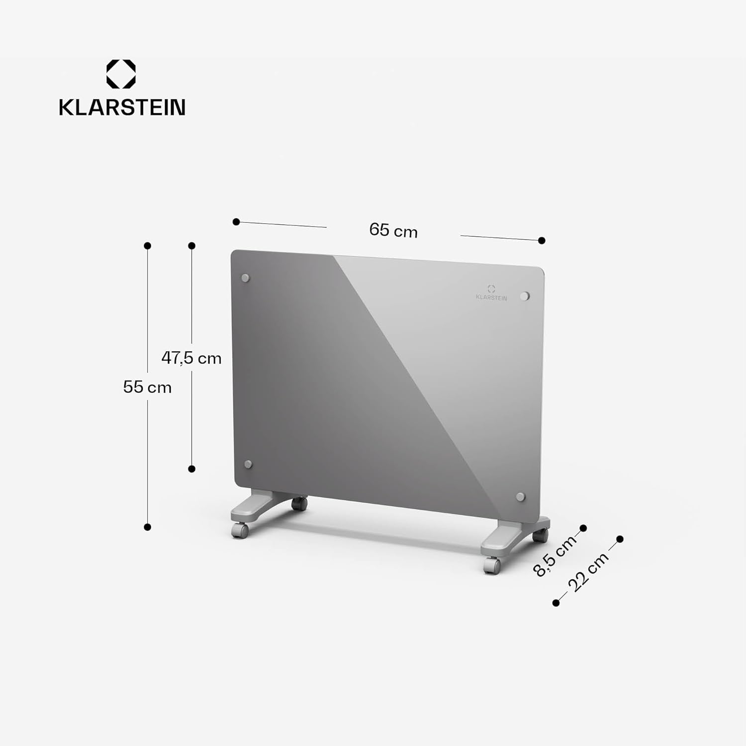 Klarstein Bansin Crystal Smart Konvektorheizung – 1500 W, Wandmontage/Freistehend, Led-Anzeige, App-Steuerung, Energieeffizient, Überhitzungs- und Frostschutz, Kindersicherung, Ideal für Wohnzimmer