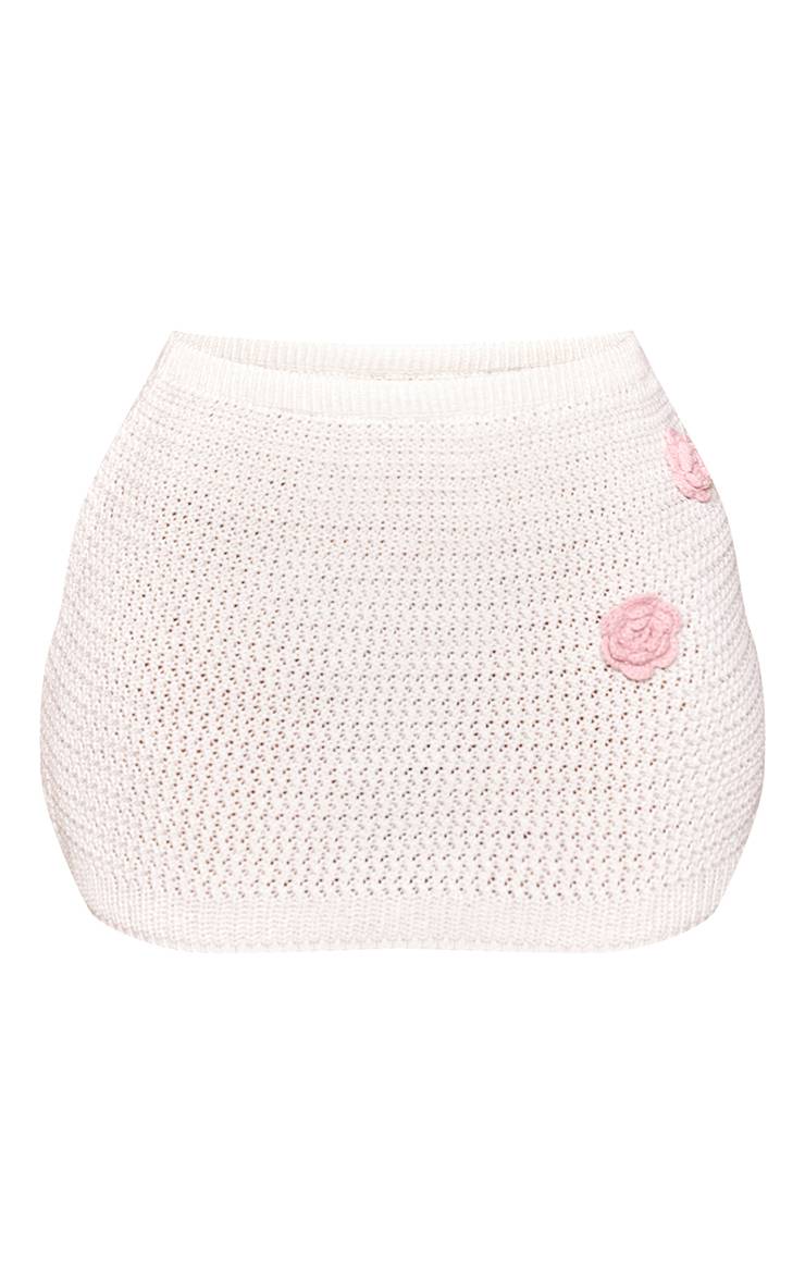 Crème Mini Jupe Tricotée À Appliqué Floral Petite