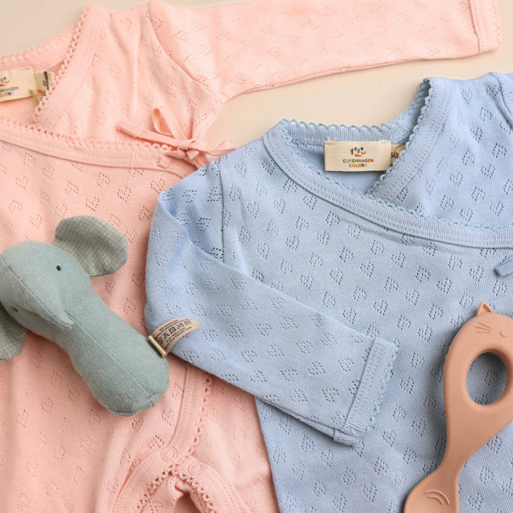 Køb COPENHAGEN COLORS Dusty Blue Pointelle Cross-Over Heldragt