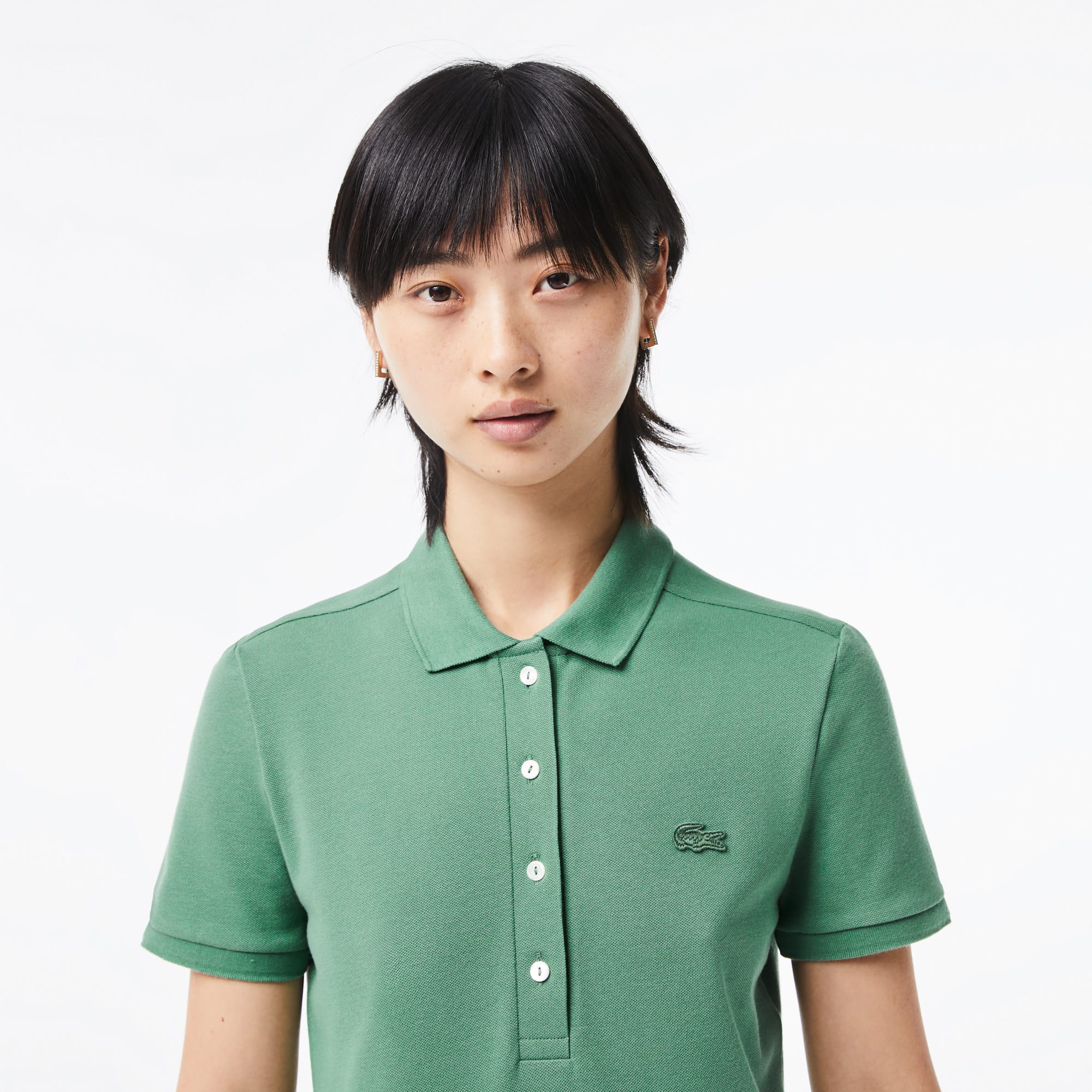 Polo L.12.D slim fit en mini piqué stretch Manches Courtes - Vert - Lacoste - Femme