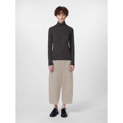 Damen-Rollkragenshirt, Schwarz-Natur