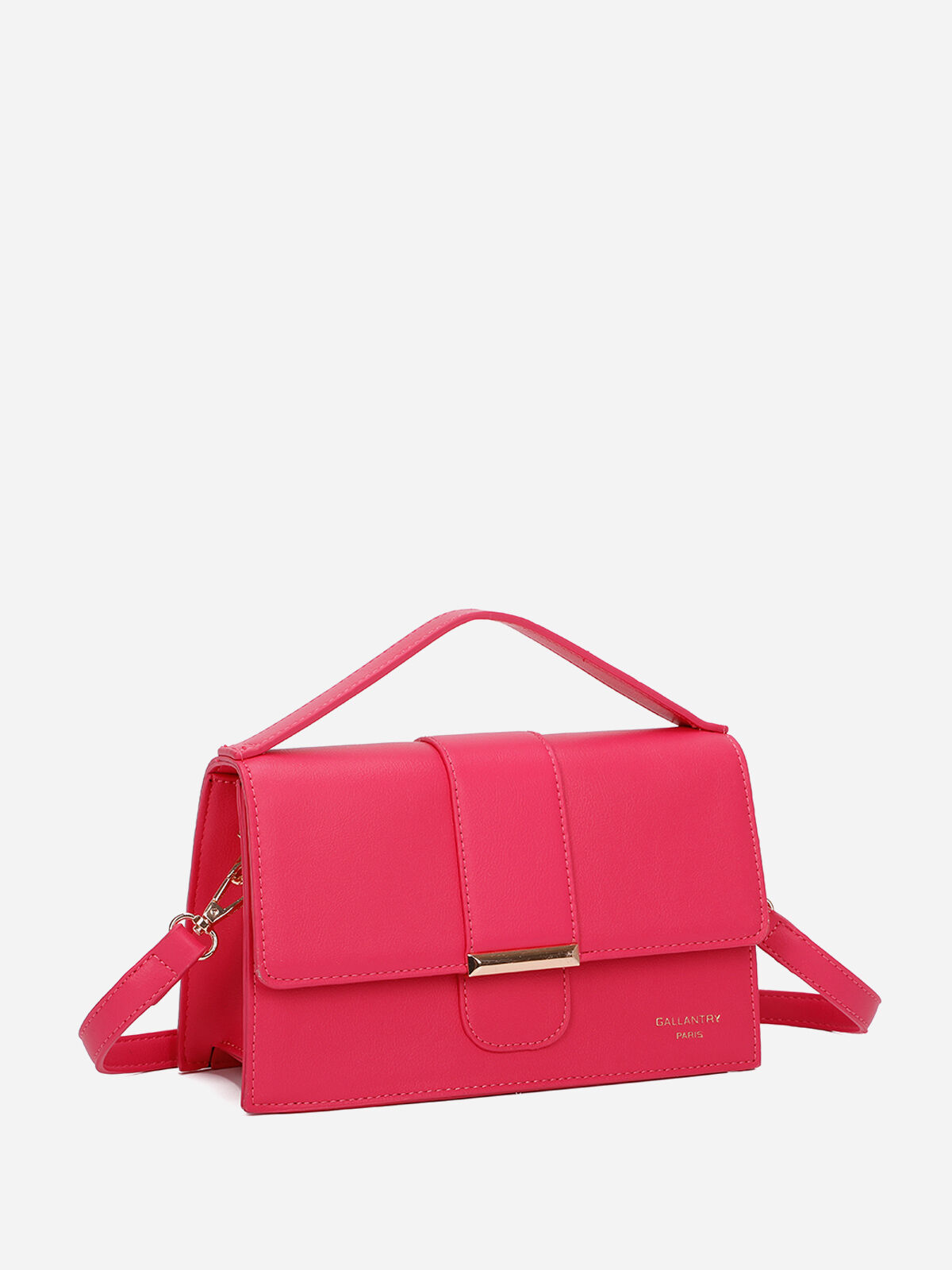 Mini sac rectangle à fermoir doré- Fuchsia