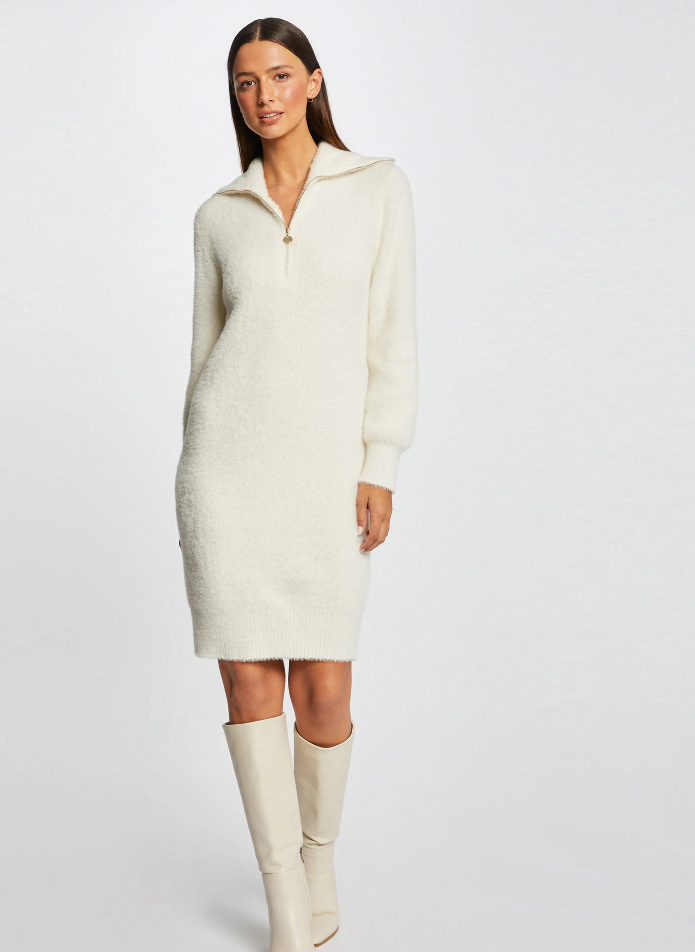RMNOVI - Robe pull en maille | Beige