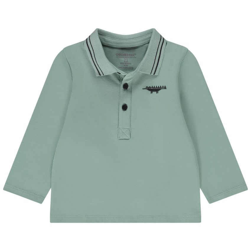 Polo manches longues brodé pour bébé garçon - Vert