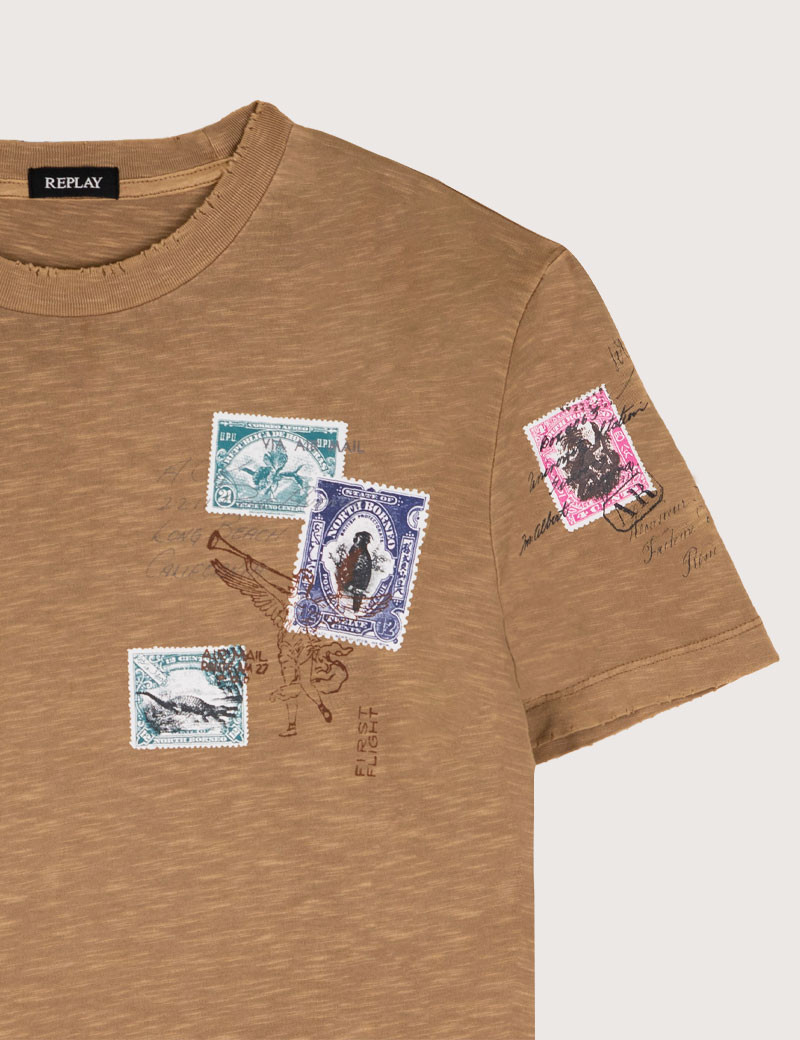 REPLAY T-SHIRT HOMME REGULAR BEIGE