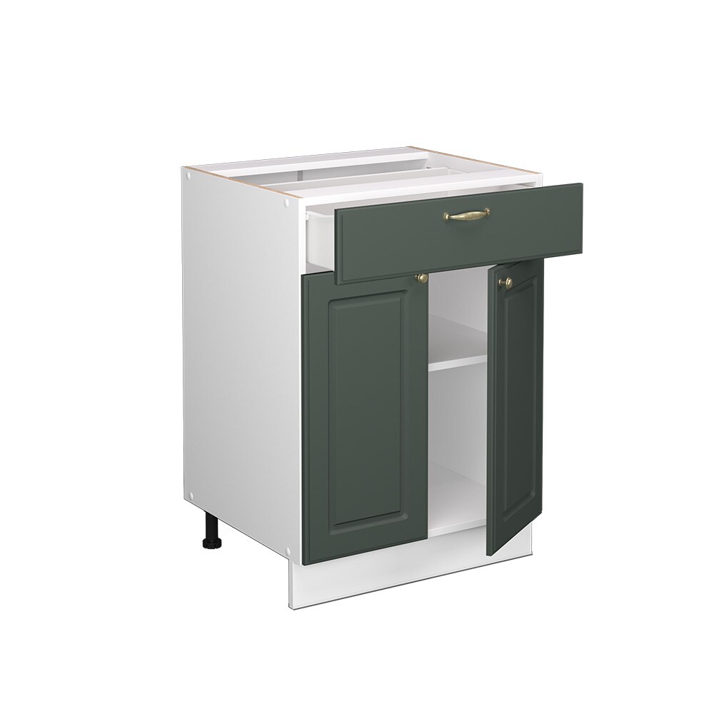 Vicco Schubunterschrank Küchenschrank Küchenmöbel Fame-Line Weiß Grün-Gold Landhaus 60 cm Küche Einbauküche Drehtür Schublade Einlegeboden Blende Küchenzeile