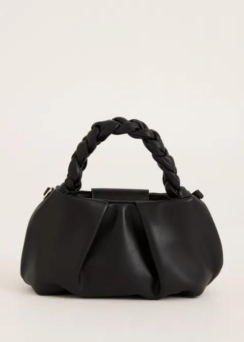 Crossbody tas met gevlochten detail zwart (ZWART)