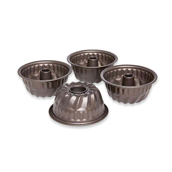 Set de 4 moules à mini kouglof acier revêtement antiadhérent 10 cm Mat