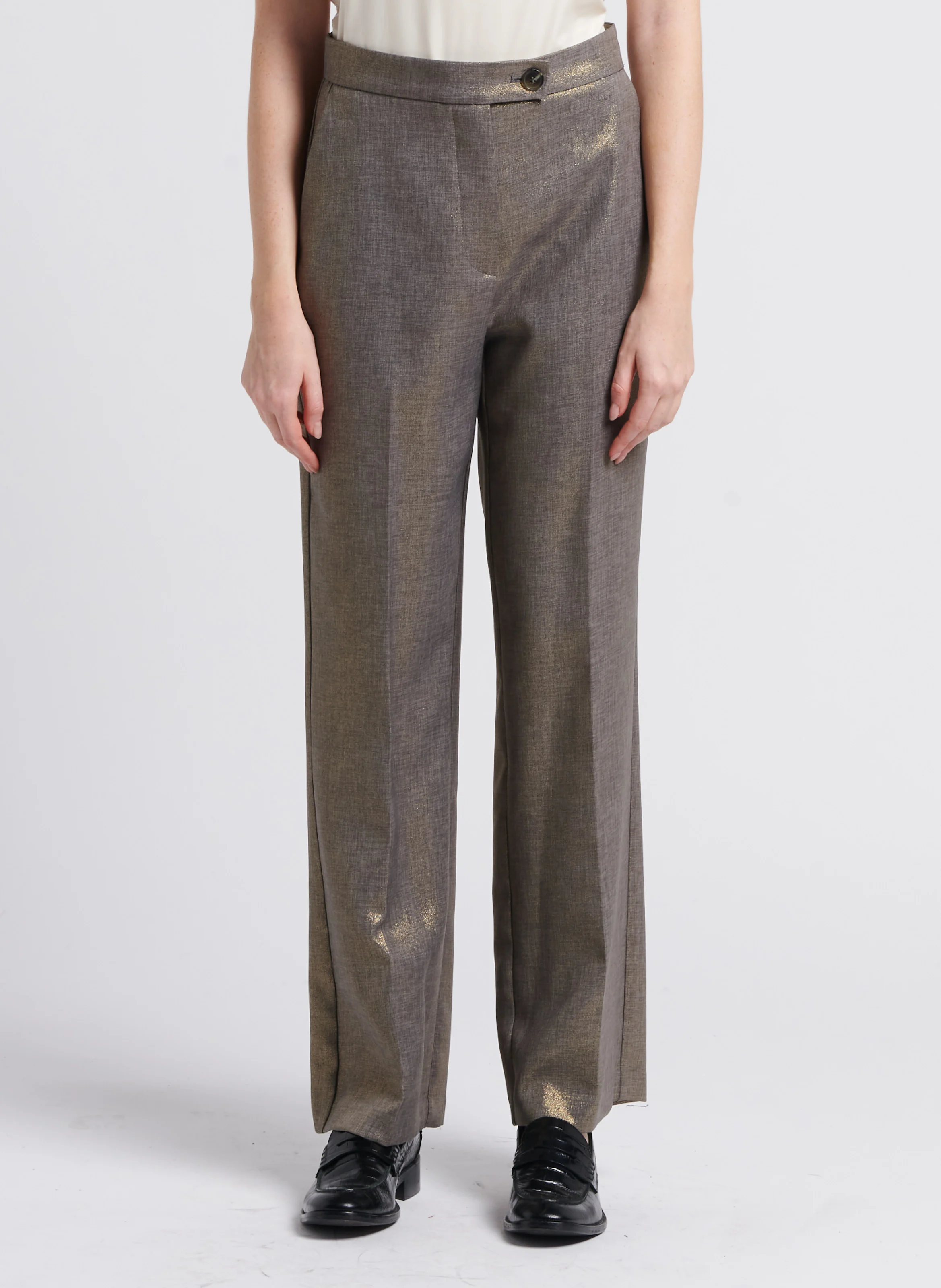Pantalon de tailleur à paillettes dorées | Gris