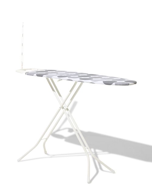 planche à repasser 120x38x75-97cm avec housse cercles gris