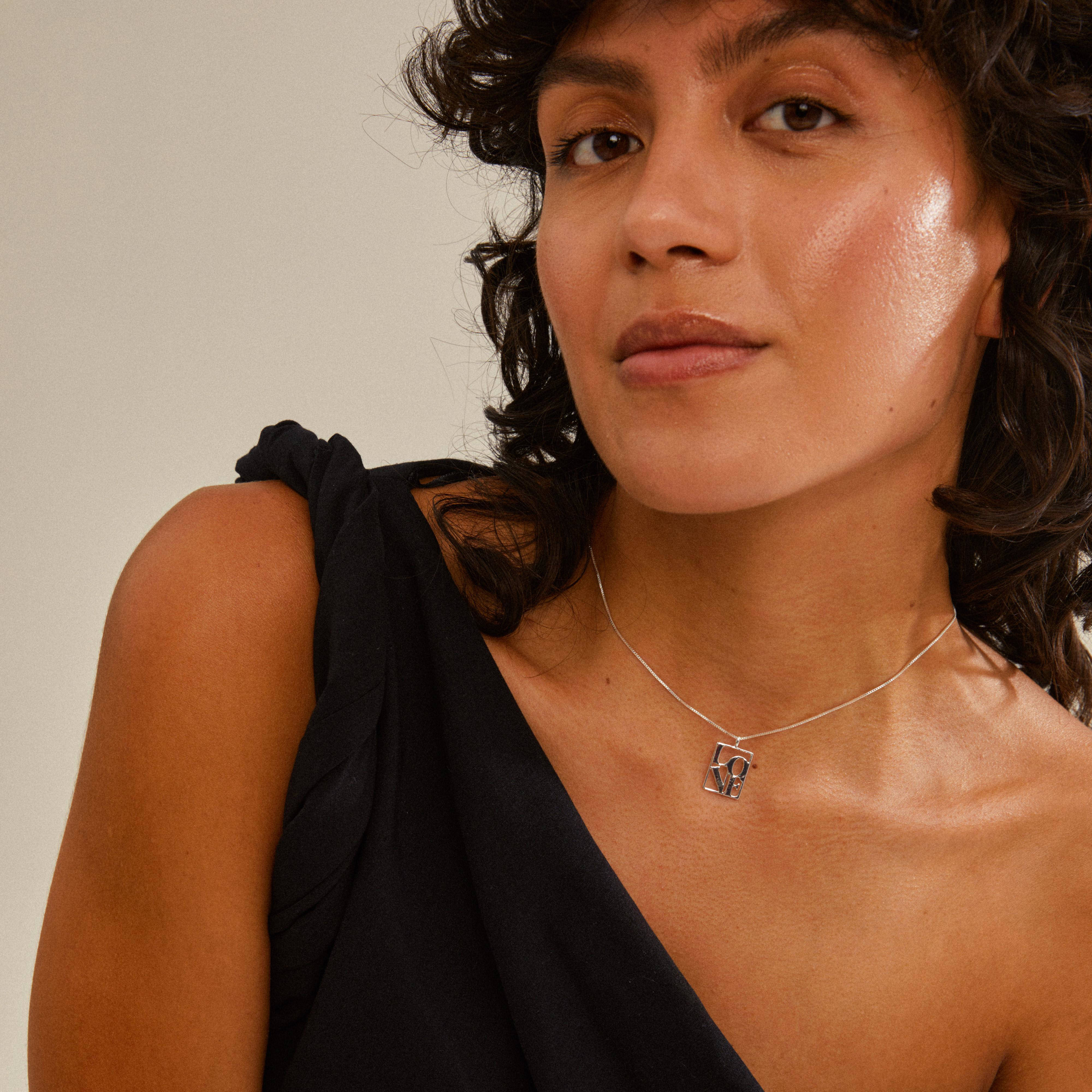 PILGRIM silver plated ketting Love Tag