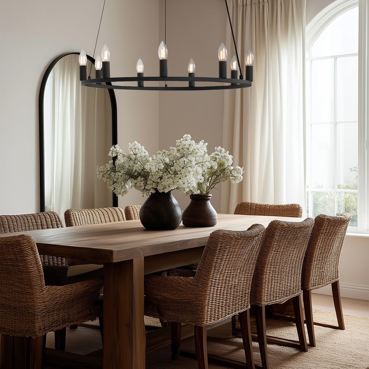 Industriële hanglamp zwart 9-lichts - Knight