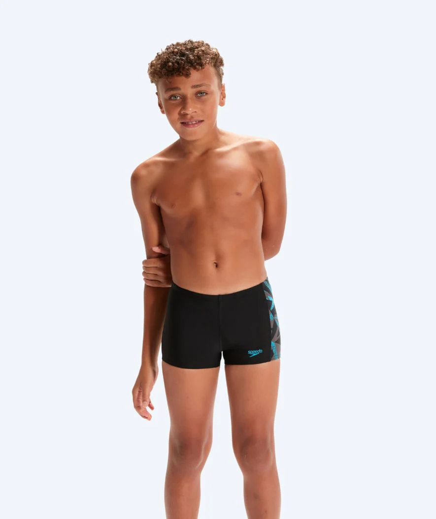 Speedo aquashorts til drenge - Hyperboom Panel - Sort/blå