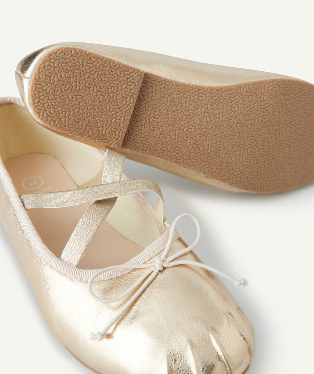 ballerines fille couleur dorée avec noeud