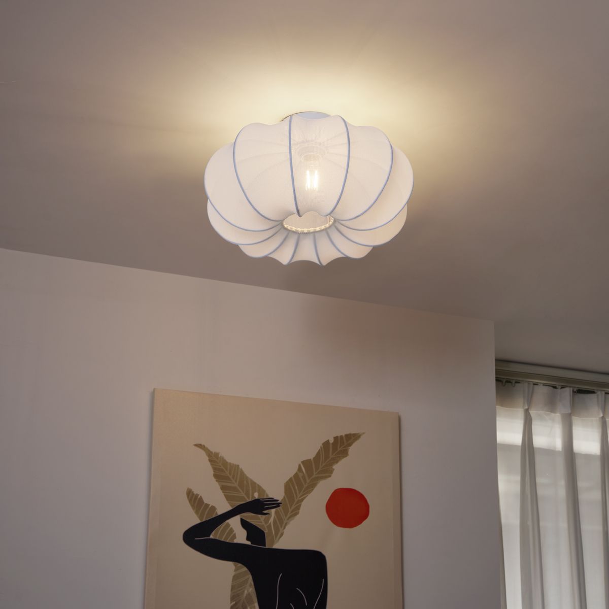 Japandi plafondlamp wit 37cm - Plu Asyesha