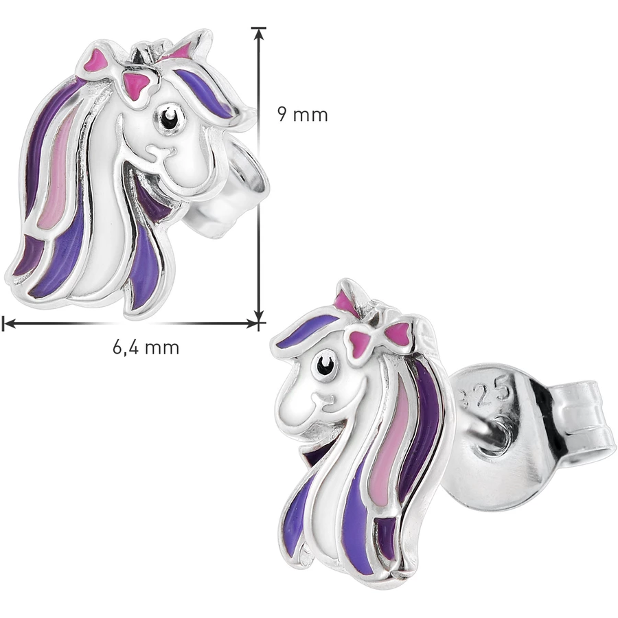 trendor Kinder-Ohrringe Silber 925 Pferd Ohrstecker silver