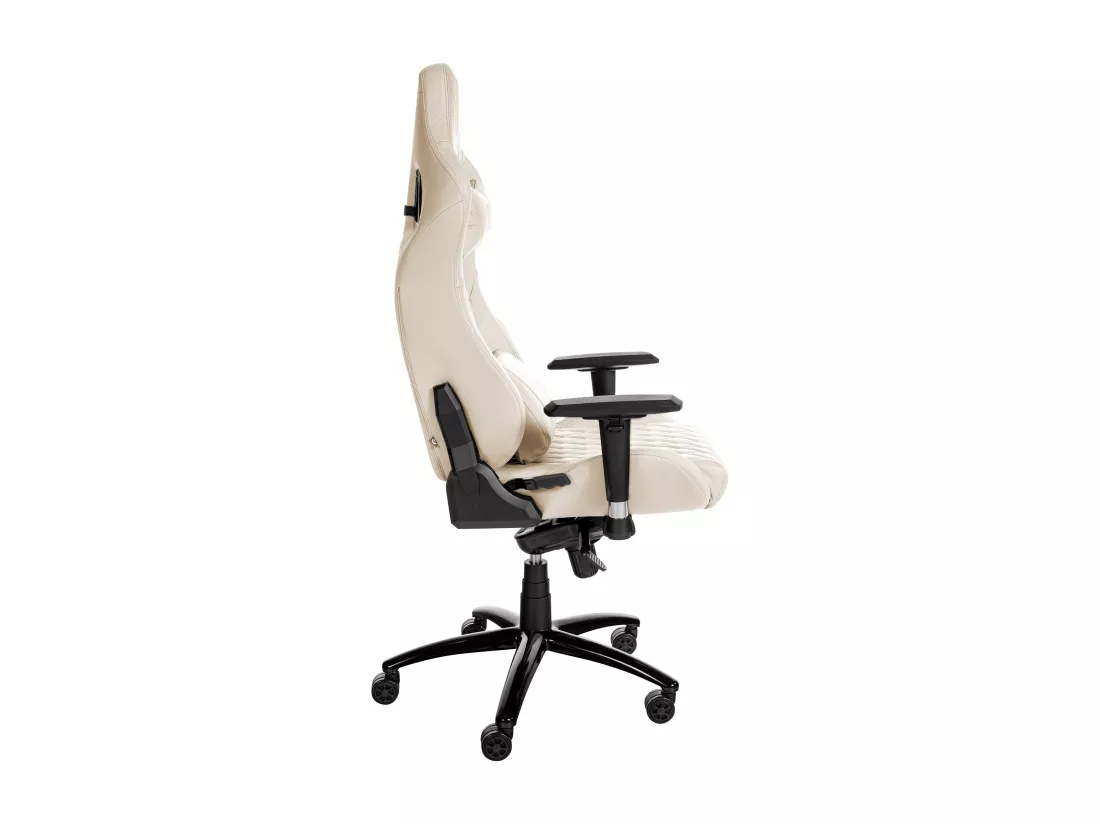 Chaise de bureau - Véritable cuir & Métal - Crème - Keren
