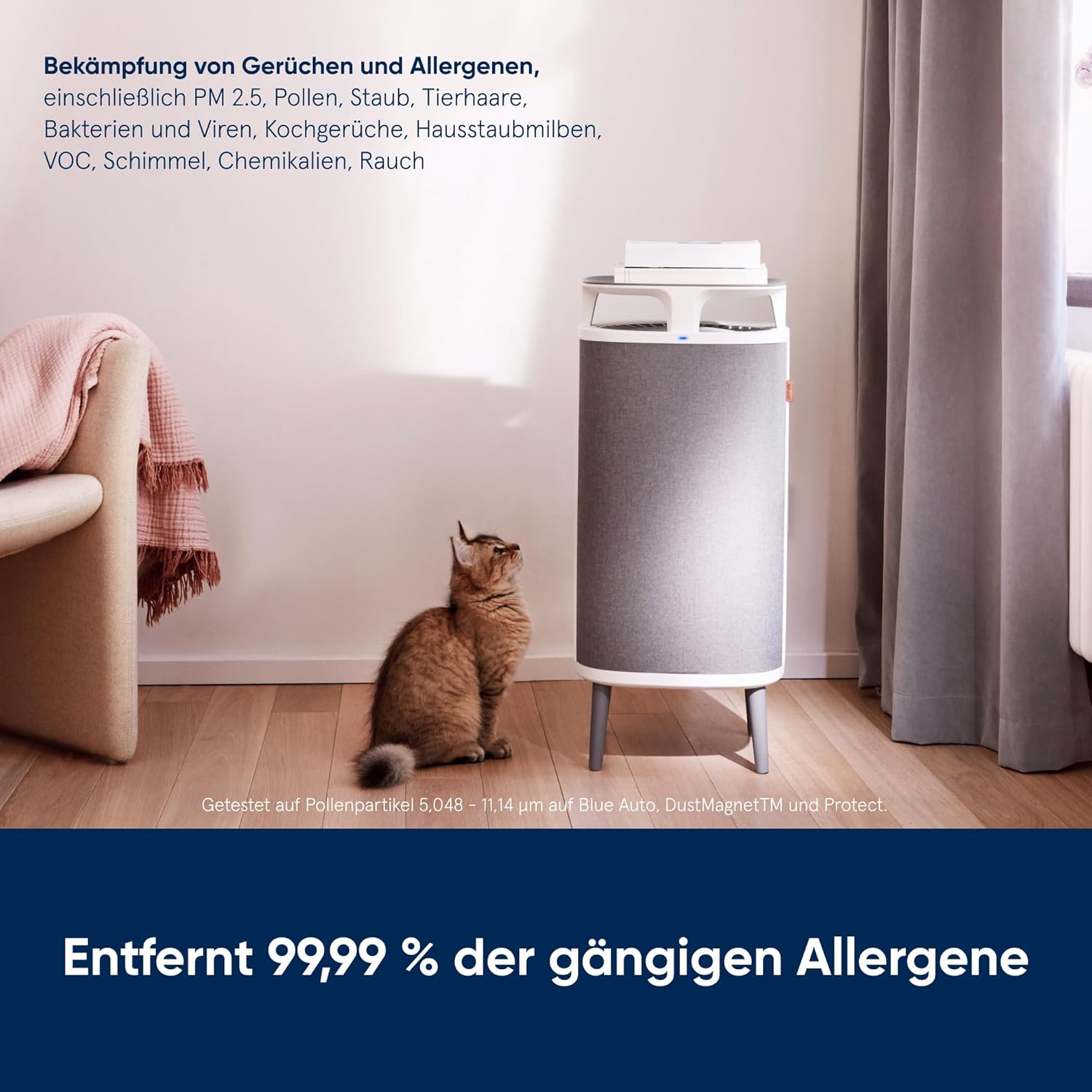 BLUEAIR Luftreiniger für Räume bis zu 79 m², Tischluftreiniger für Staub, Tierhaare, Rauch, Schimmel, Pollen, Allergene, Geruchsbeseitigung, HEPASilent, DustMagnet 5440i
