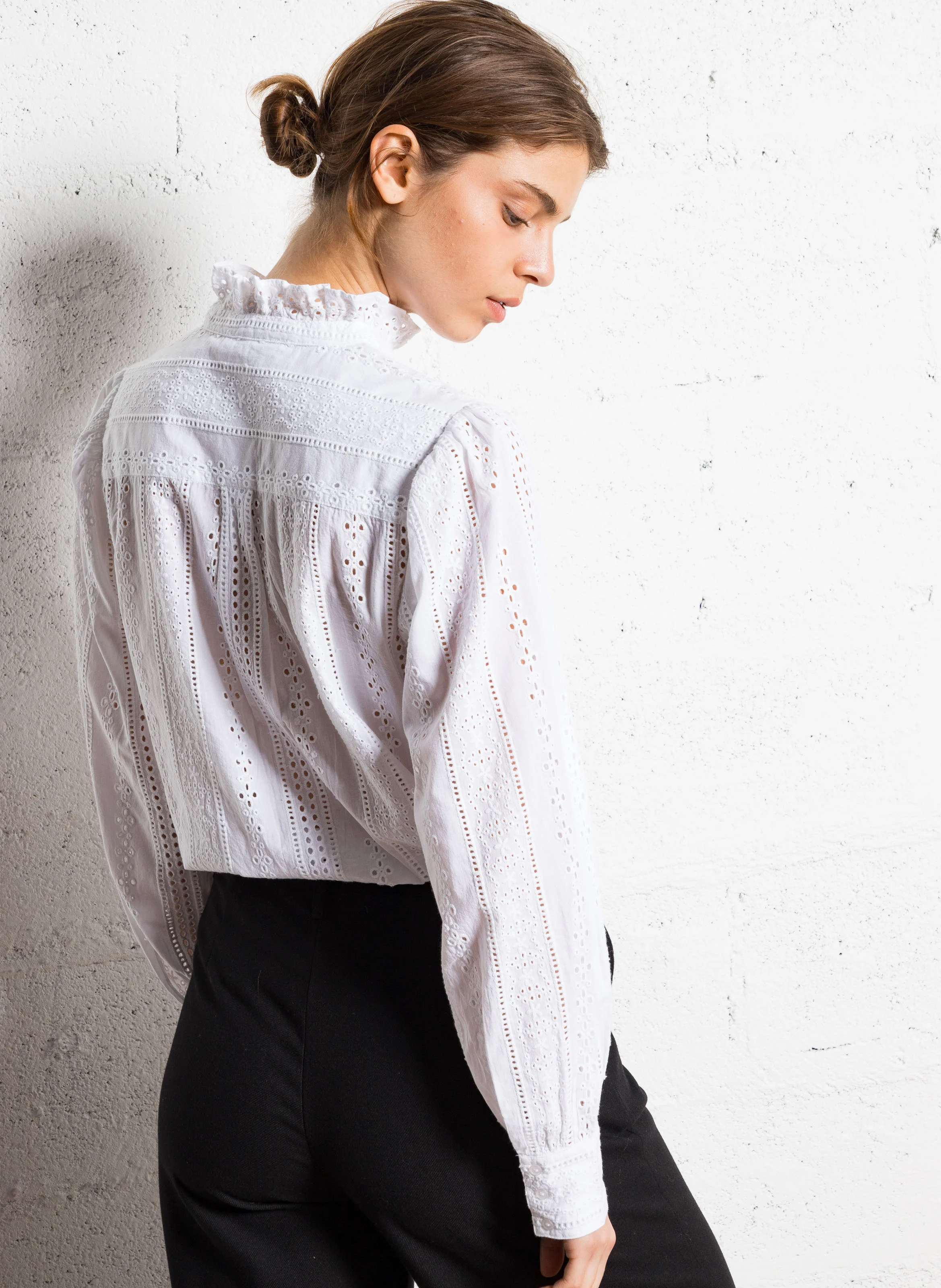 CALEMA - Blouse à broderie anglaise en coton | Blanc