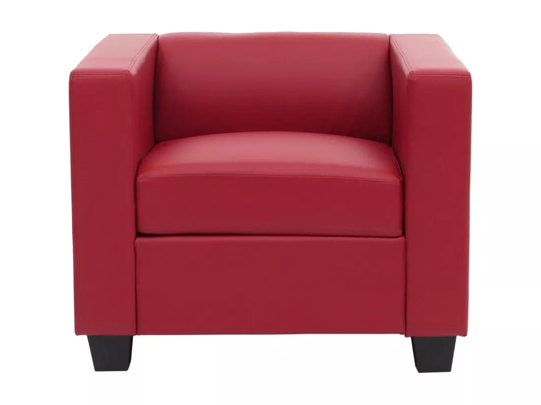 Fauteuil lounge Lille, cuir reconstitué, rouge