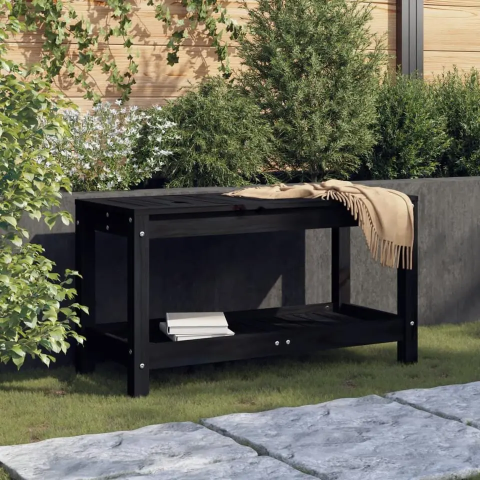 vidaXL - Tuinbank - Zwart - Grenenhout - 82.5 x 35 x 45 cm