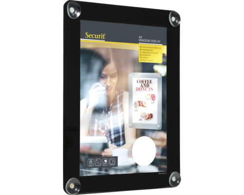 Raamposterframe inclusief zuignappen, zwart, DIN A4