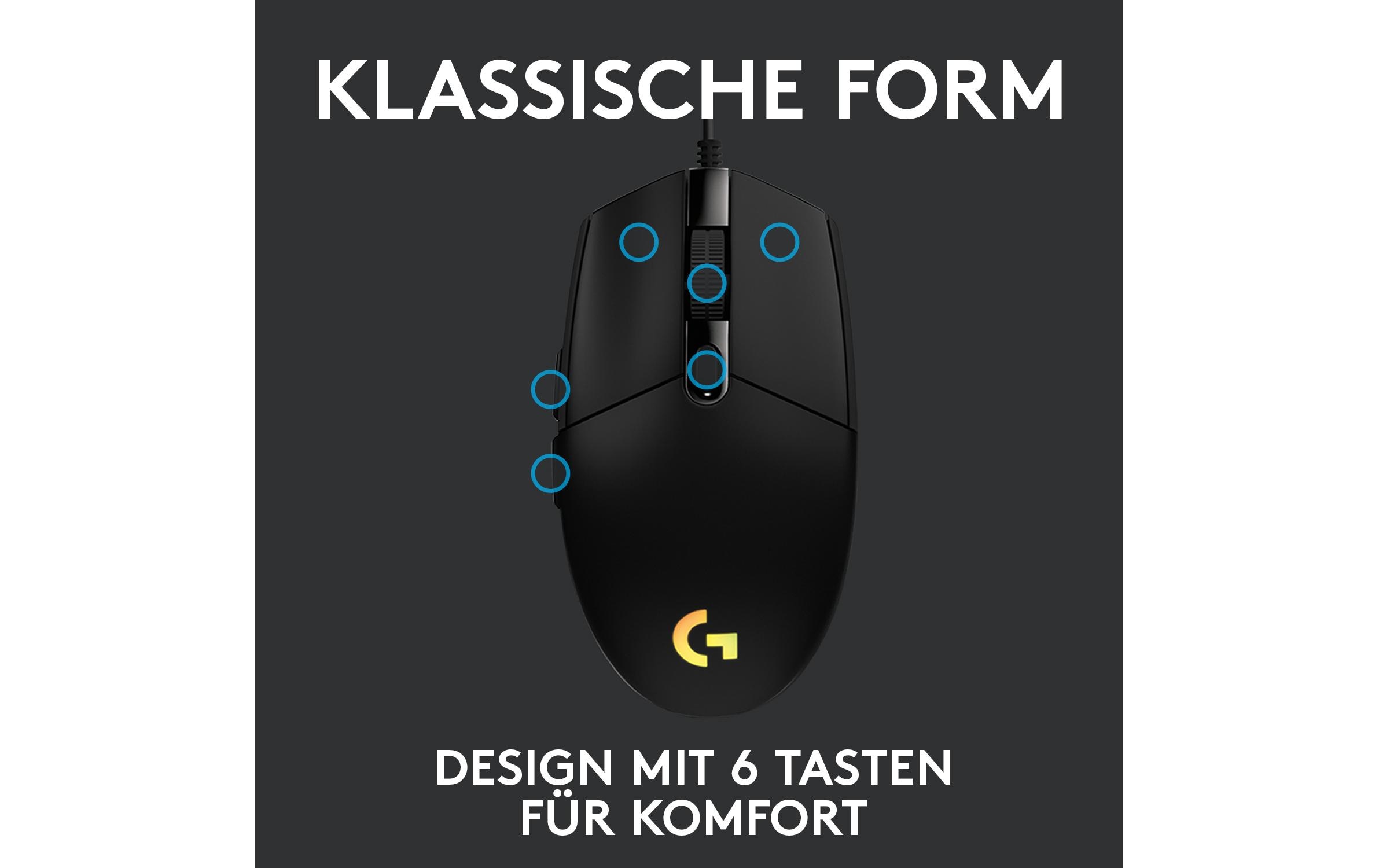 Gaming-Maus G203 Lightsync SchwarzReaktionsschnelle und leichte USB-Gamingmaus