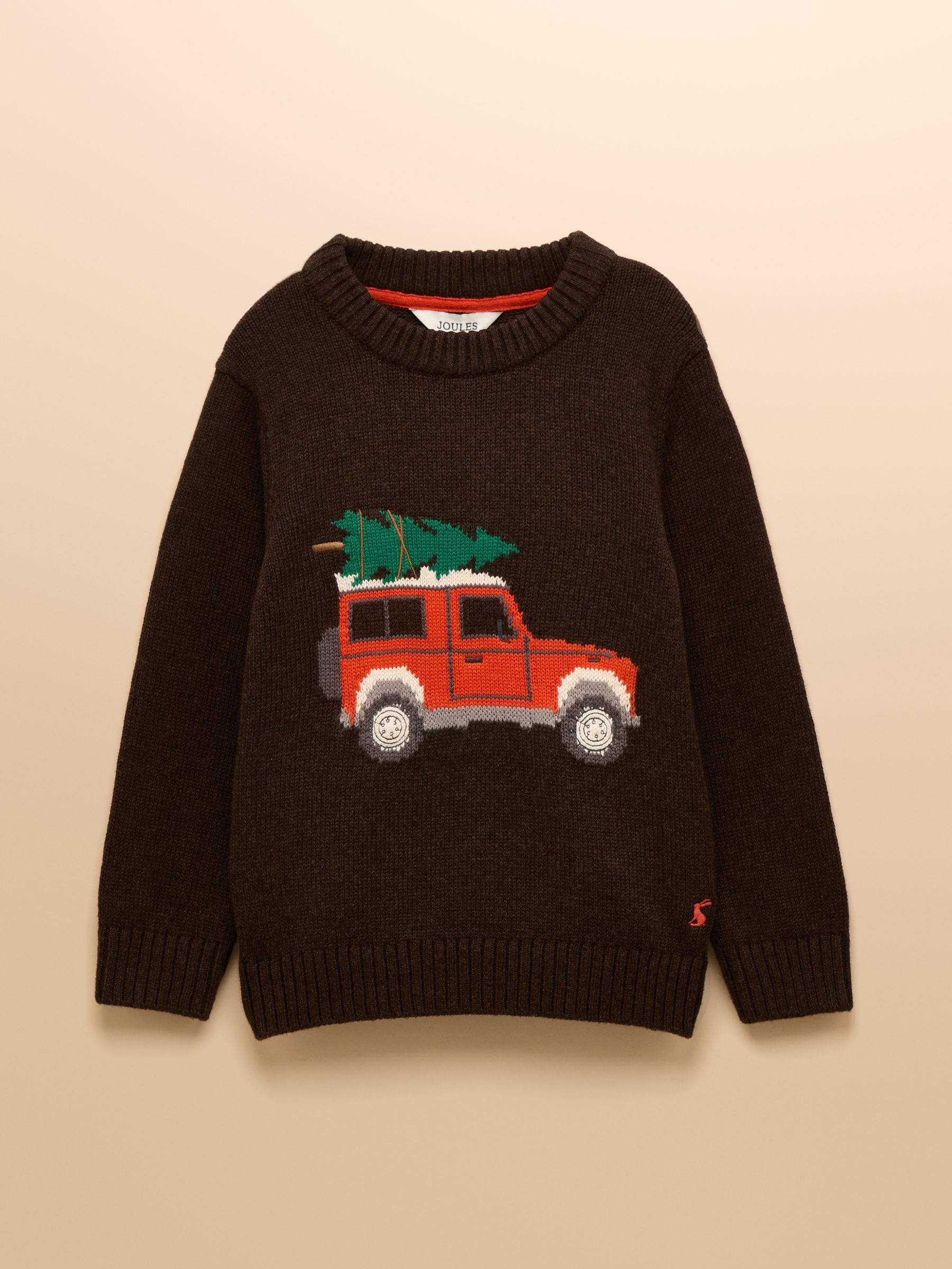 Bruin - Joules Cracking Intarsia gebreide kindertrui