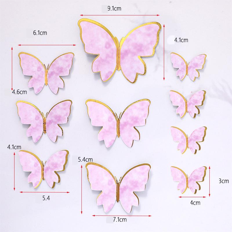 (10-tlg. Set) Kuchenstecker Schmetterling Tortenstecker Topper Dekoration für Torten / Kuchen - Lila / Gold / Style 1