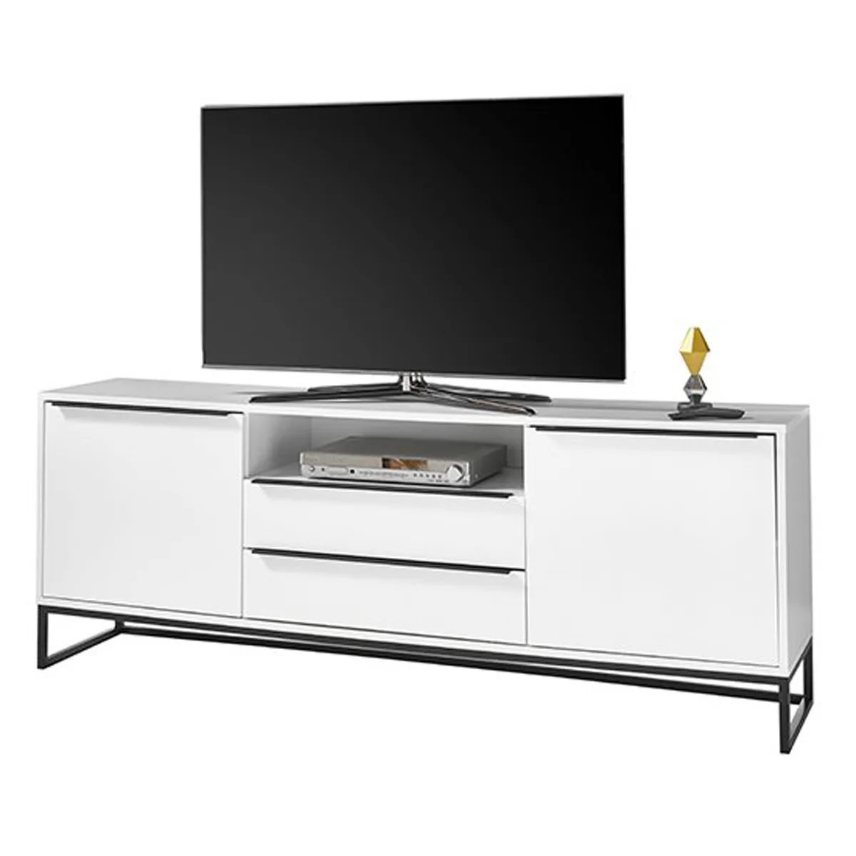 Pegane Meuble TV Blanc Laqué 184 cm
