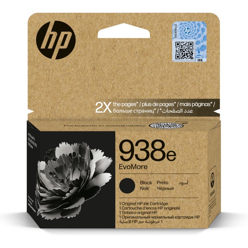 HP 938e Cartouche d’encre authentique Noir EvoMore