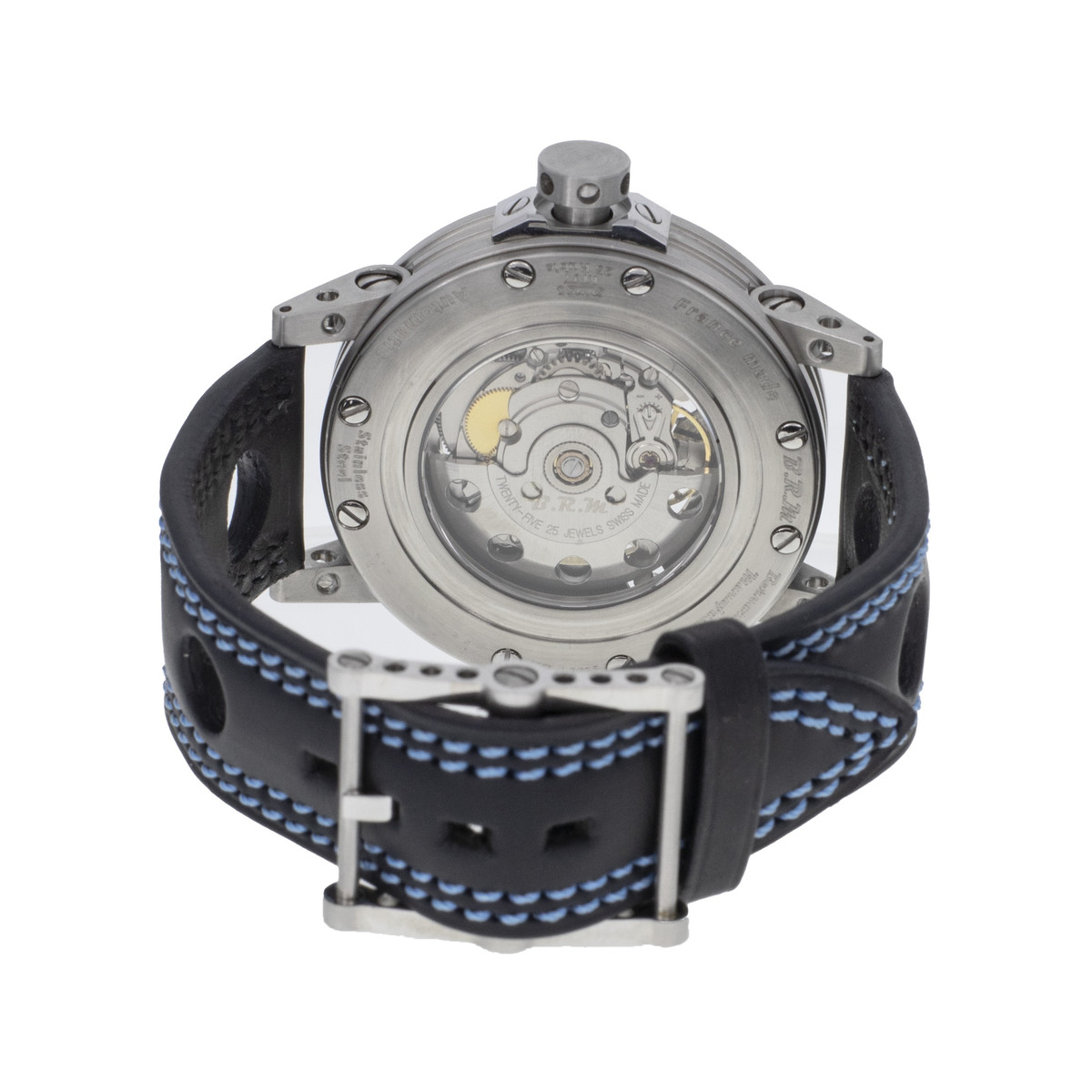 Montre d'occasion BRM V6-44 homme automatique acier bracelet cuir noir