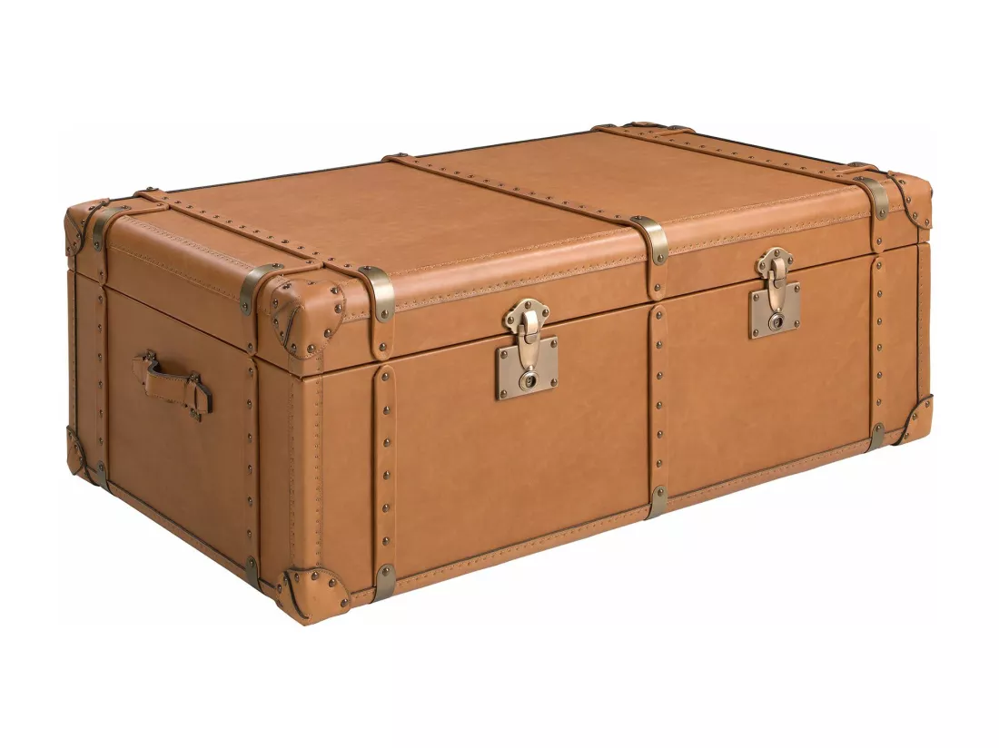 Coffre en cuir marron