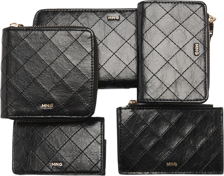 MANGO Wallet decorative stitching Black