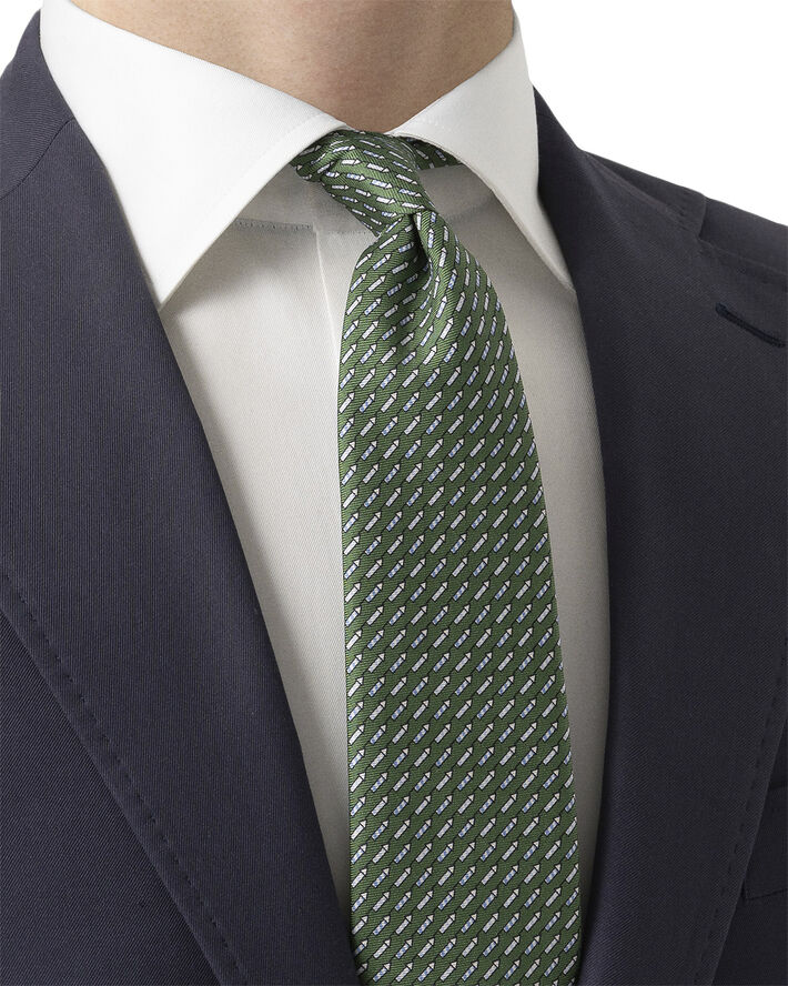 ETON Mid Green Geometric Woven Silk Tie Grøn