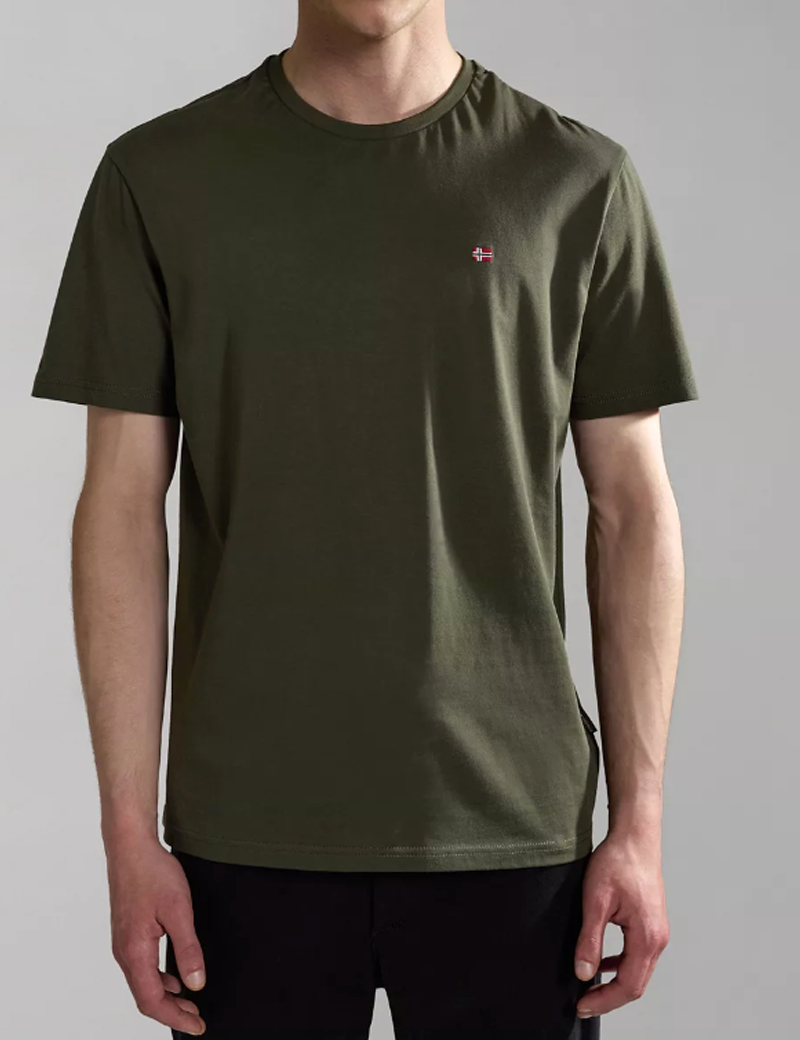 NAPAPIJRI T-SHIRT HOMME LOGO CŒUR SALIS KAKI