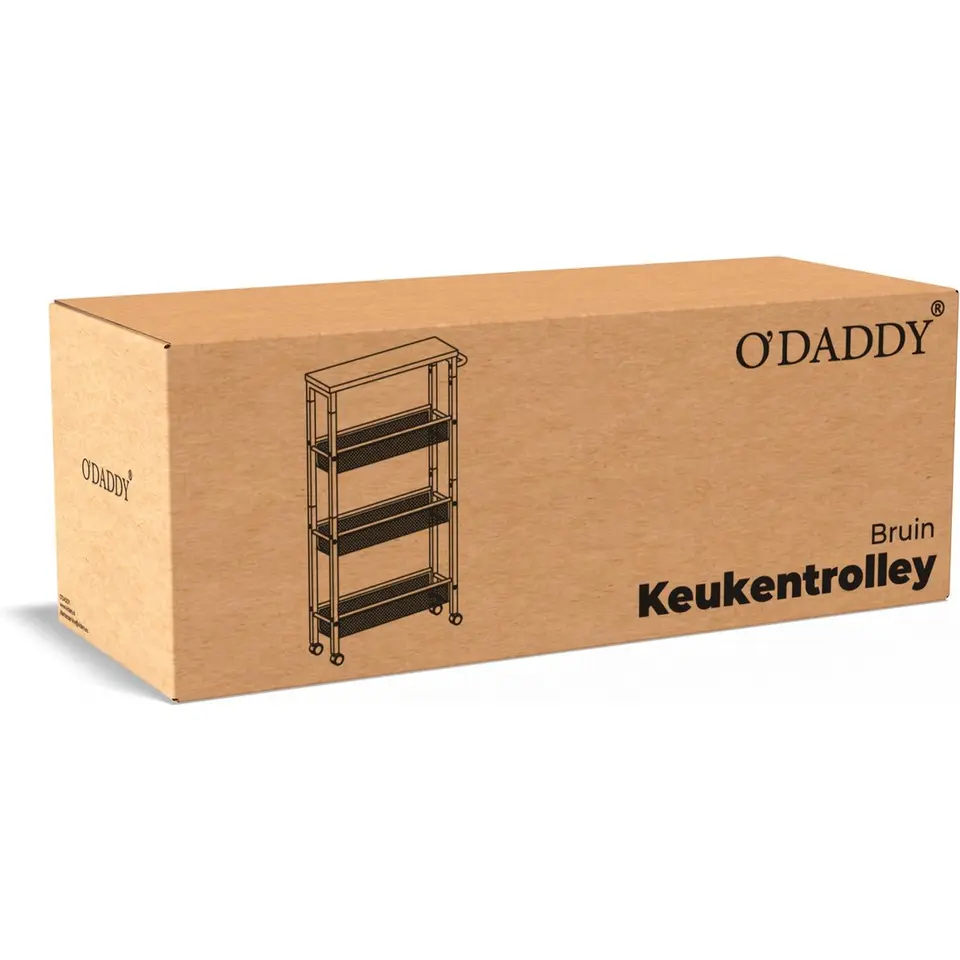 O'DADDY Keukentrolley - Industrieel Design - Bruin Hout/Zwart Metaal