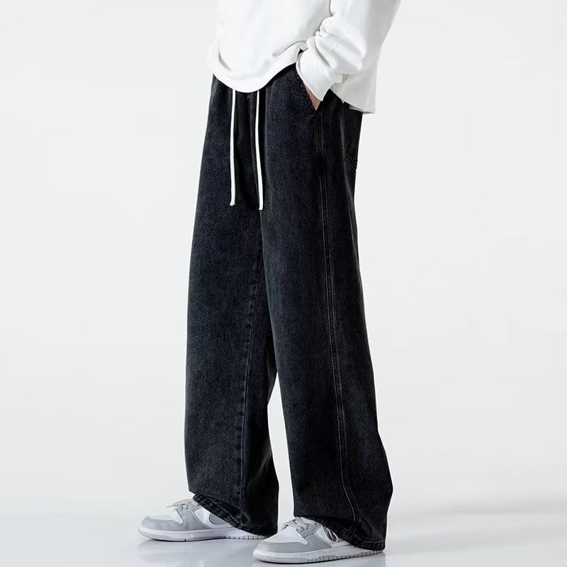 Craltuxe - Hoge taille gewassen losse wijde jeans