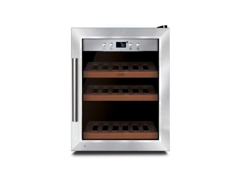 Caso Weinkühlschrank WineSafe 12 Edelstahl, Rechts Weinlagerschrank mit Kompressortechnik