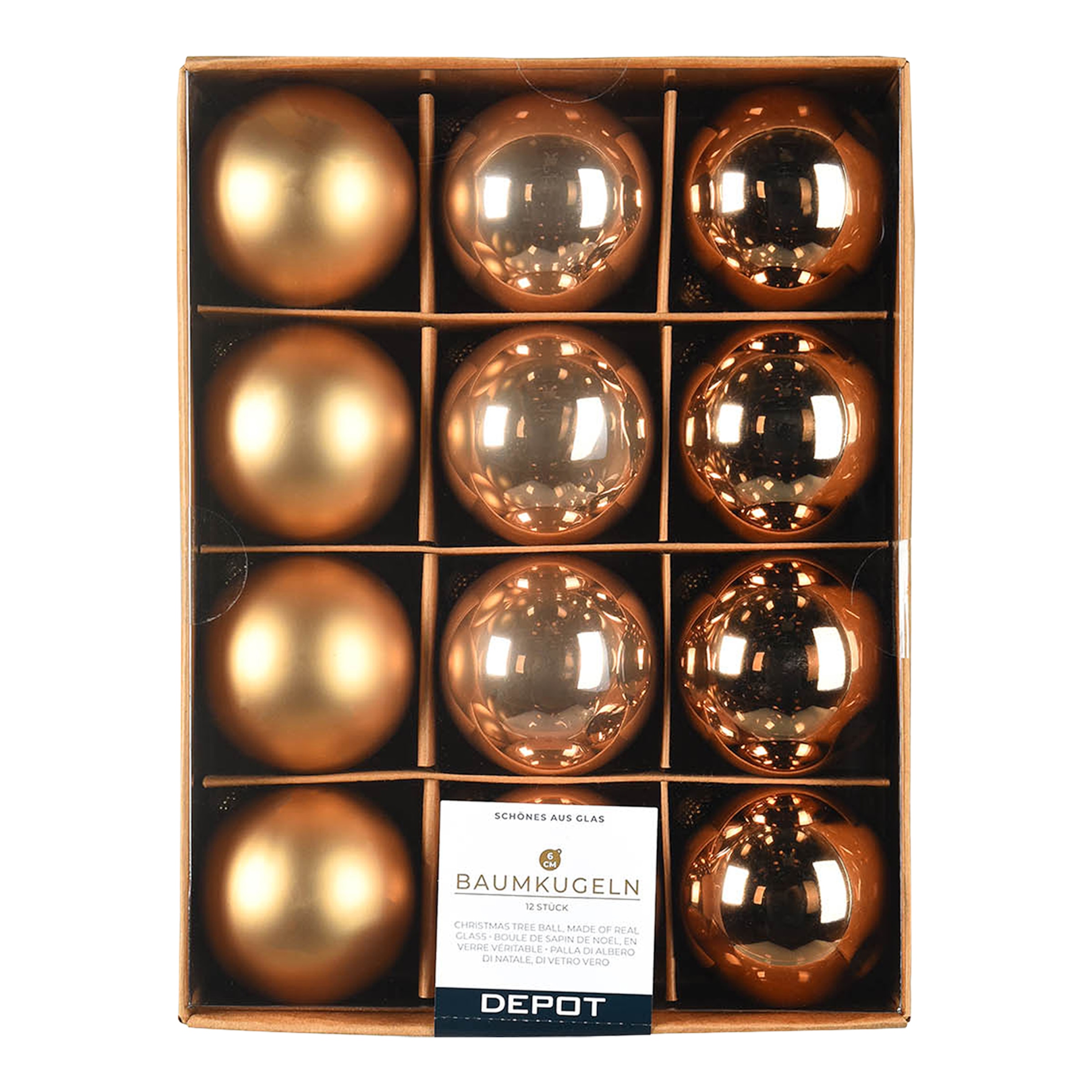 gold, ⌀ 6 cm, 12-teilig