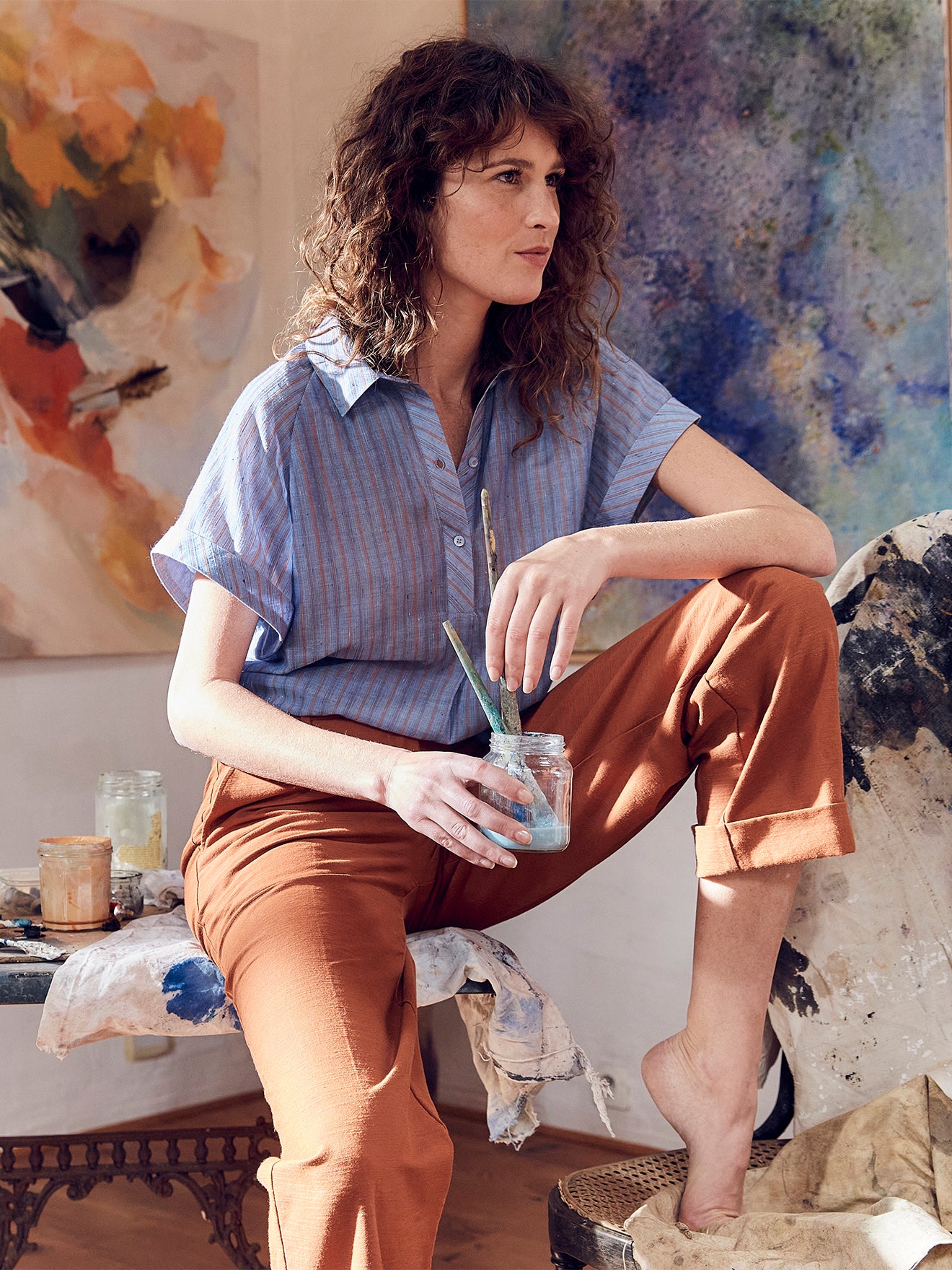 Top rayé femme