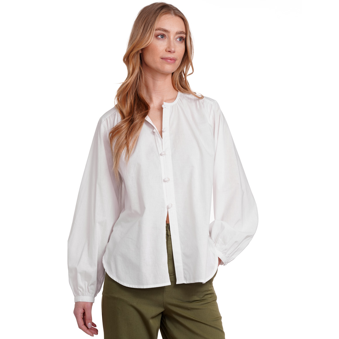 Jonas Nielsen Damen Bluse mit Ballonärmeln weiss