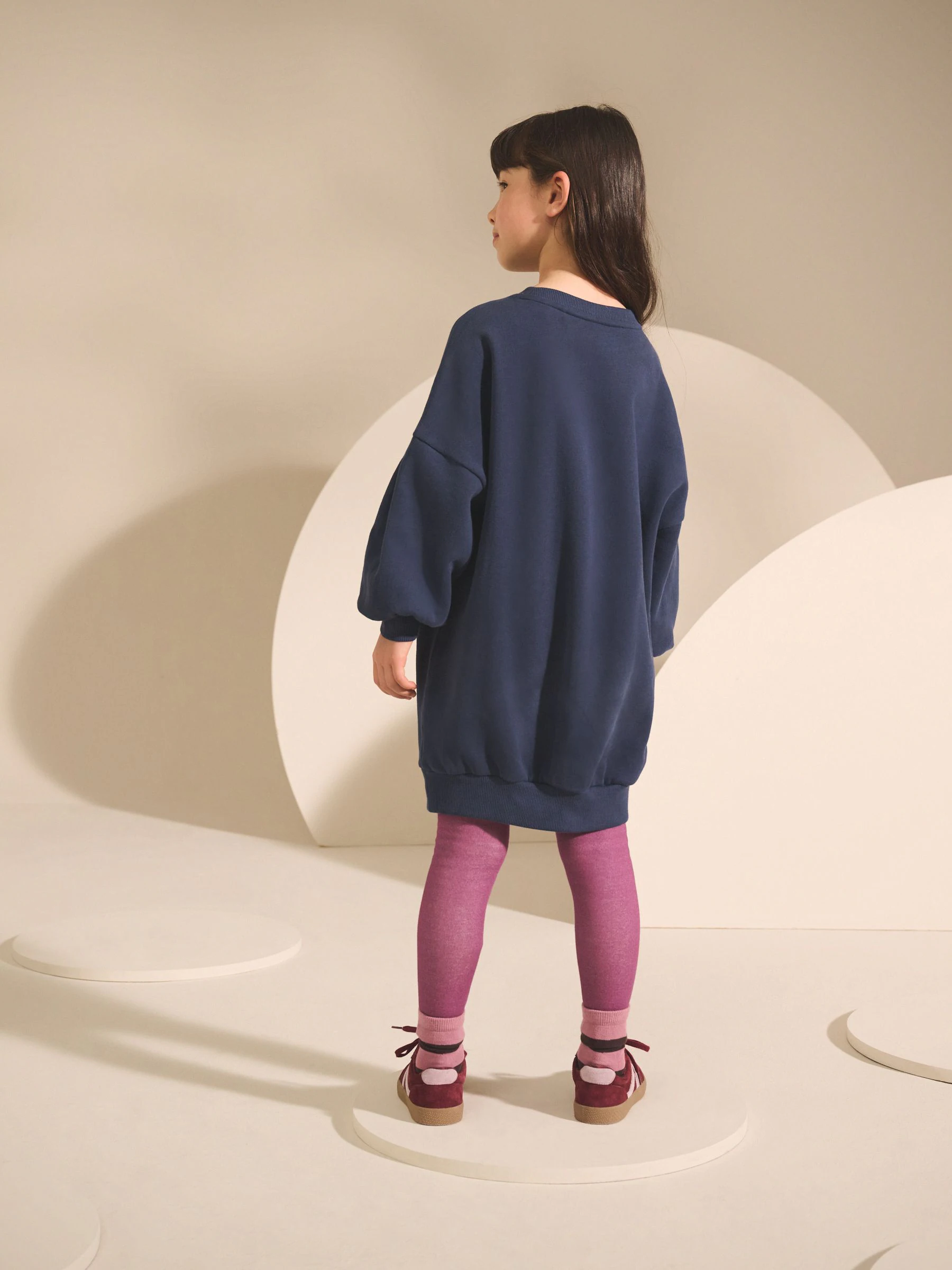 Marineblauw met lovertjes en sterrenprint - Trui-jurk (3-16 jr)