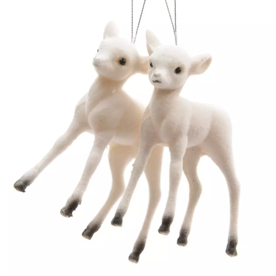 Lot de 2 faons à suspendre (H7 cm) Pauly Blanc