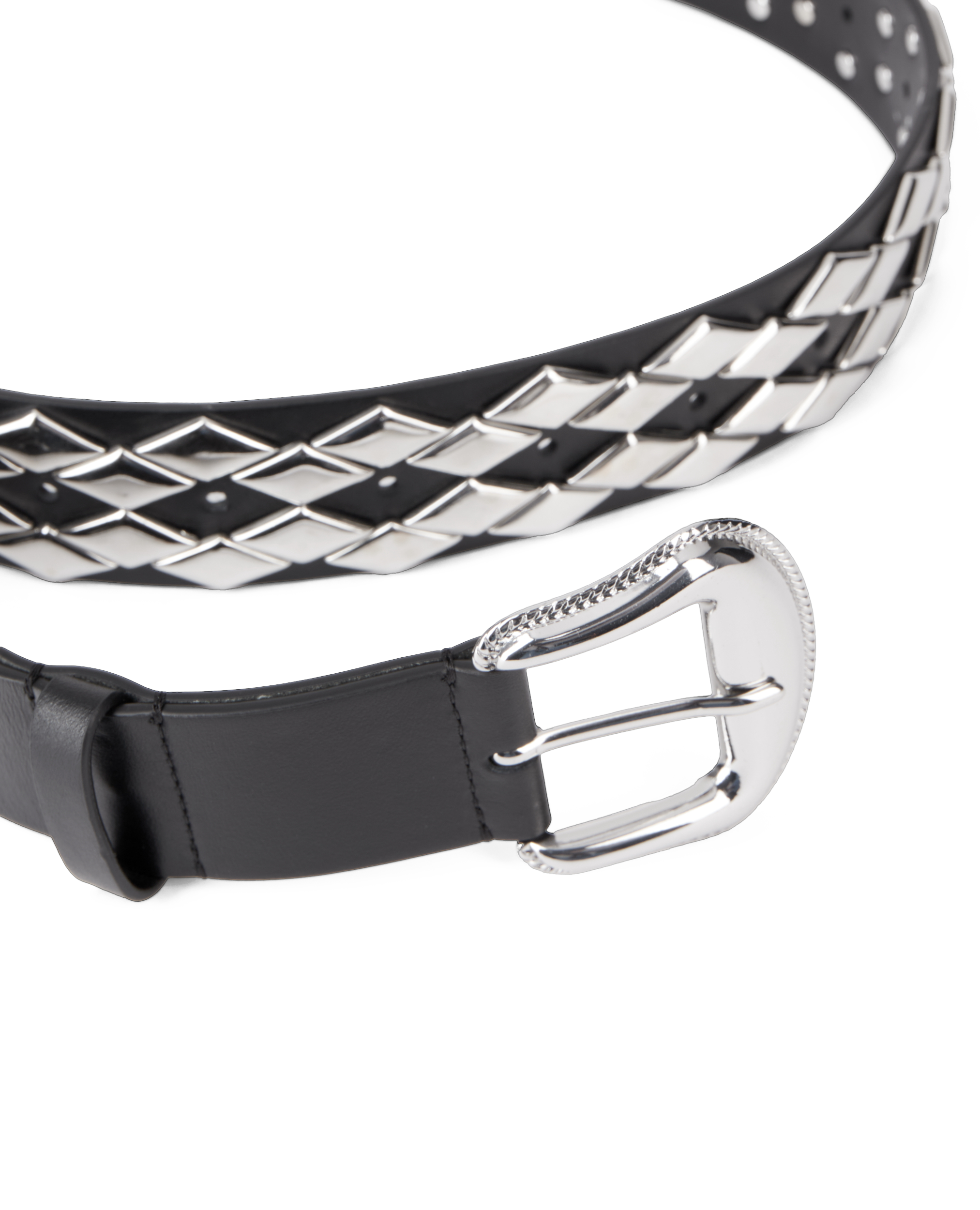 Ceinture en cuir avec clous | Noir