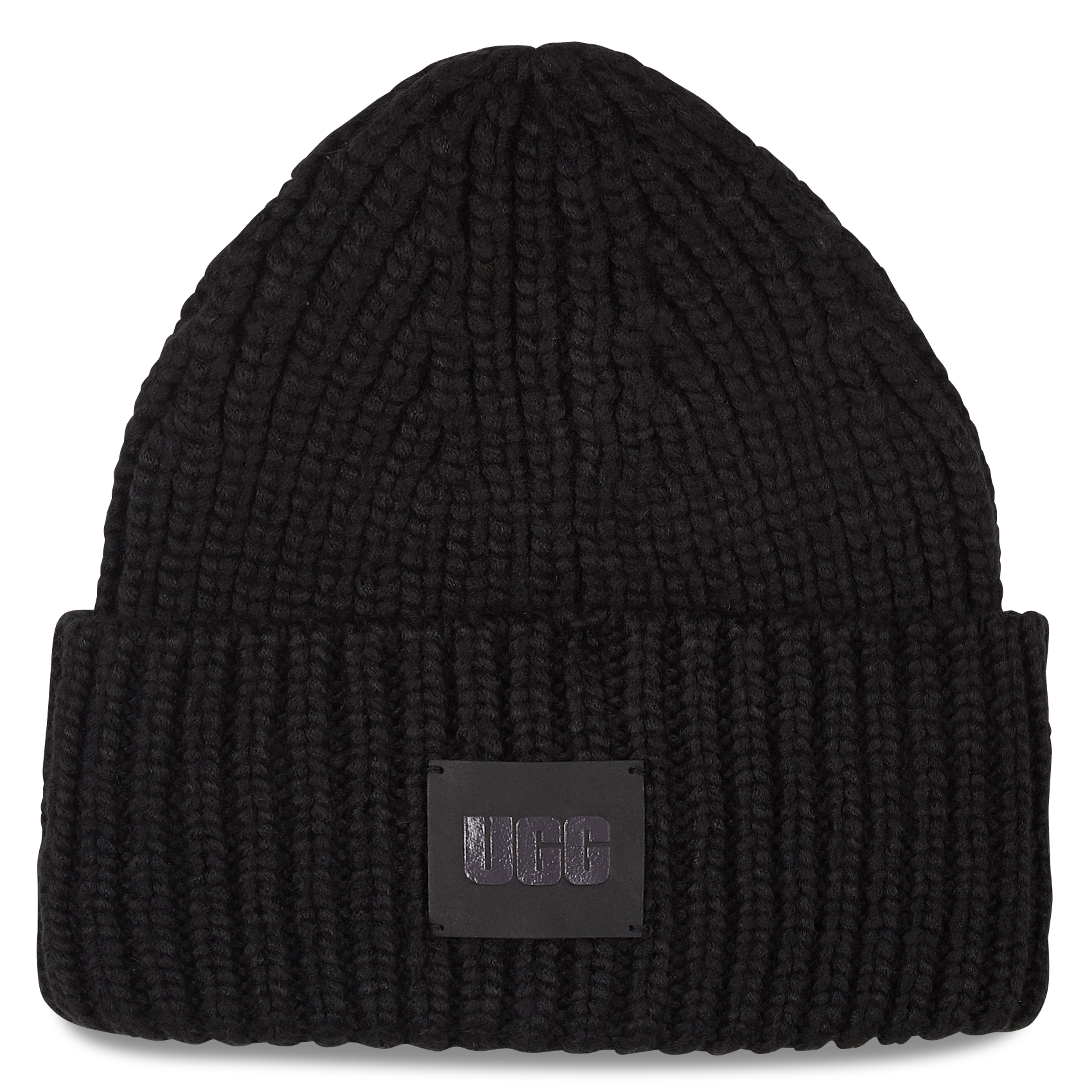 CHUNKY RIB - Bonnet côtelé logo brodé | Noir