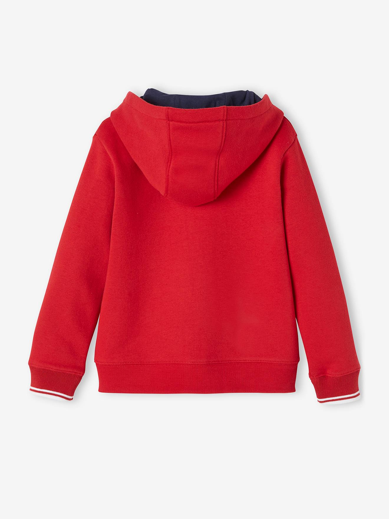 Moletom esportivo infantil Play Ground com zíper, azul escuro liso com estampas.