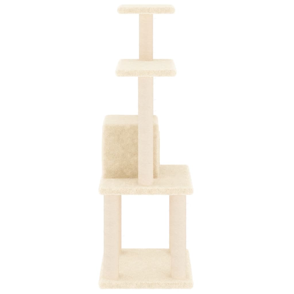 Arranhador para gatos Vidaxl com toca, cor creme