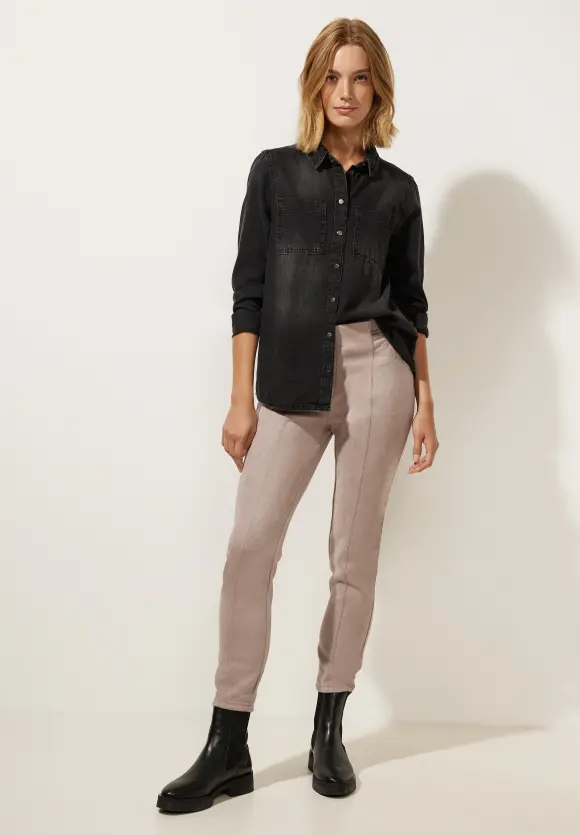 Skinny Hose in Velour Optik - faded mocca